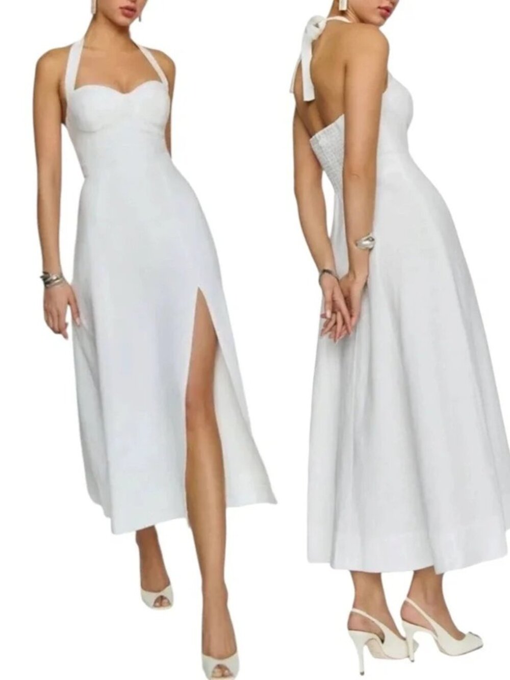 NWOT Reformation Tala Linen Dress White Size 6